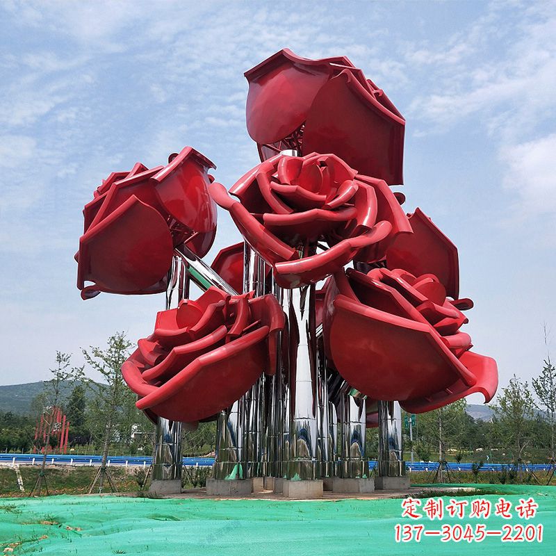 湖南精美不锈钢玫瑰花景观雕塑