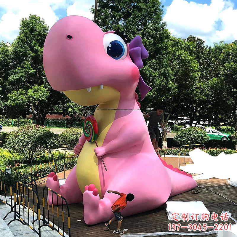 湖南大型卡通恐龙雕塑摆件-商场儿童游乐场大型动物景观雕塑