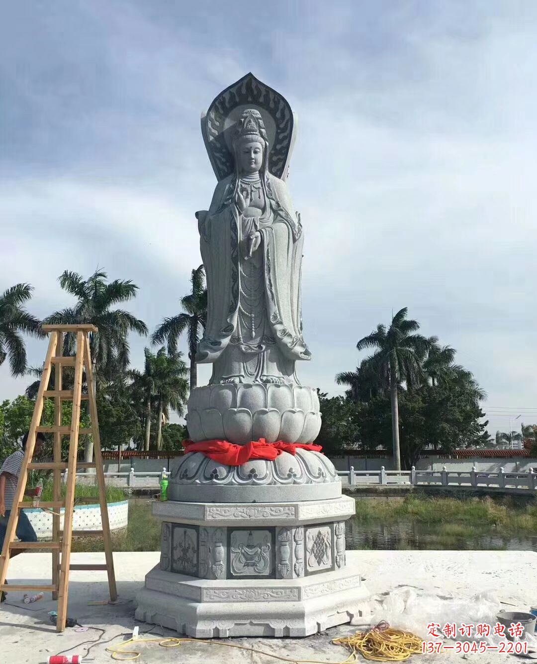 湖南大型石雕观音广场景观雕塑户外摆件
