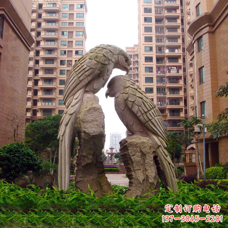 湖南精美石雕鹦鹉雕塑