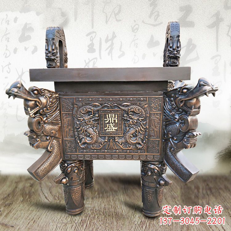 湖南典雅双龙四龙铜鼎雕塑