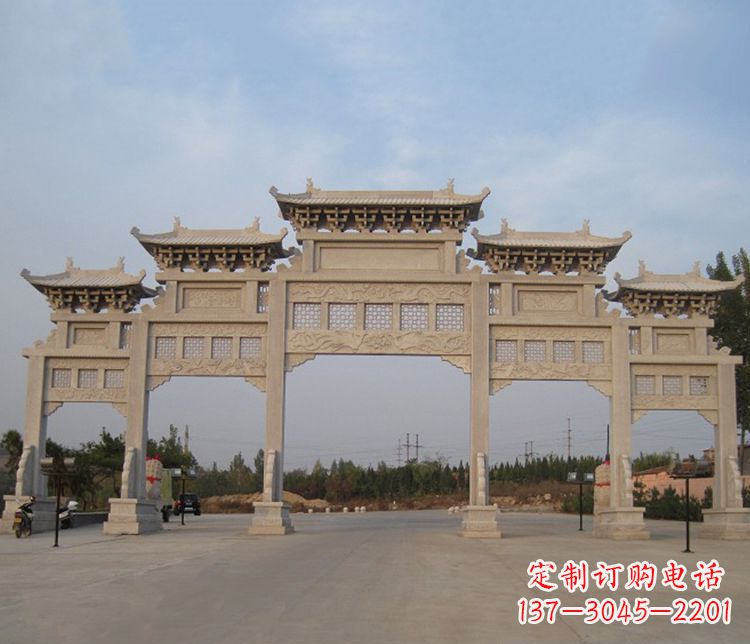 湖南大型五门牌坊石雕精美雕塑