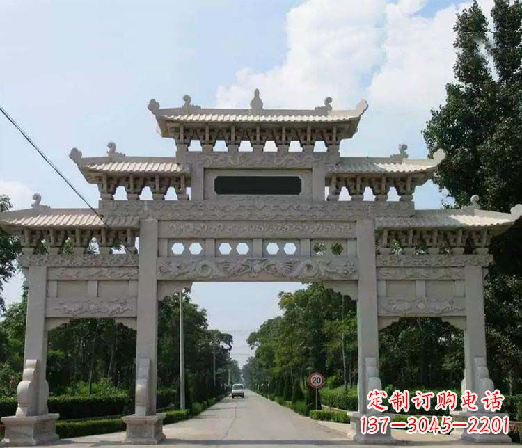 湖南道路三门牌坊石雕