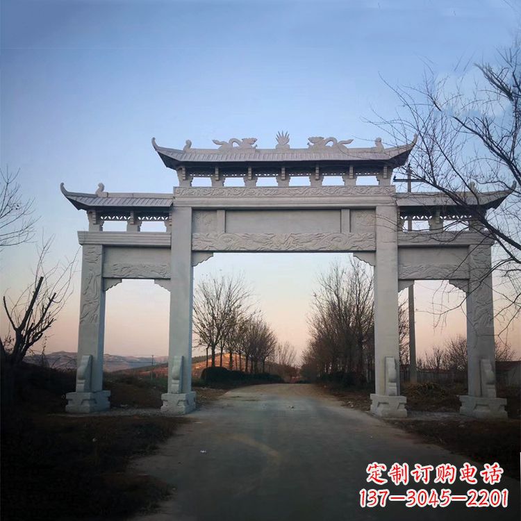 湖南品质卓越的道路三门石牌坊雕塑