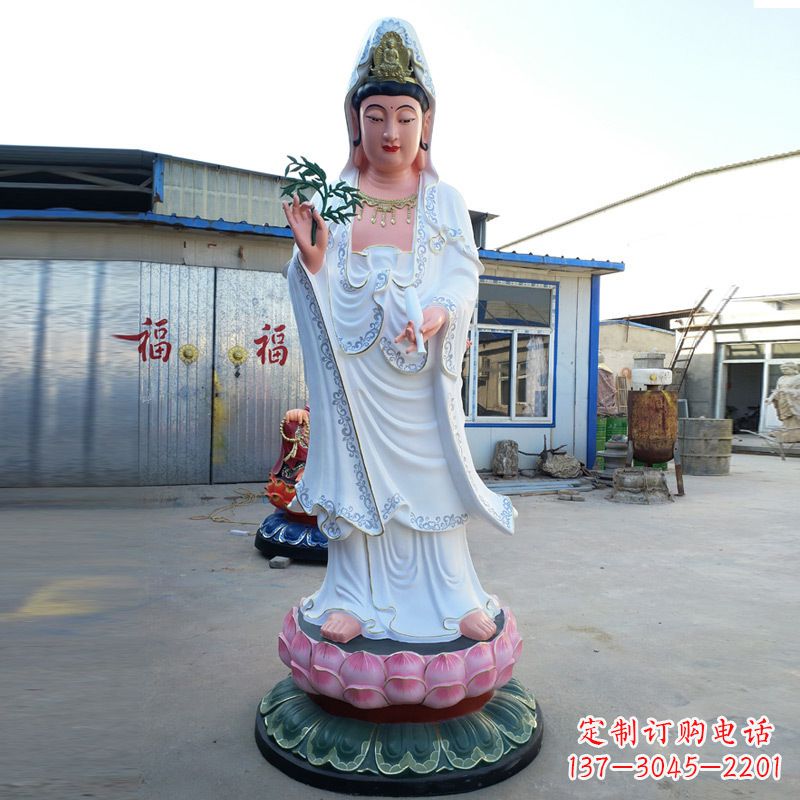 湖南玻璃钢彩绘观音雕塑