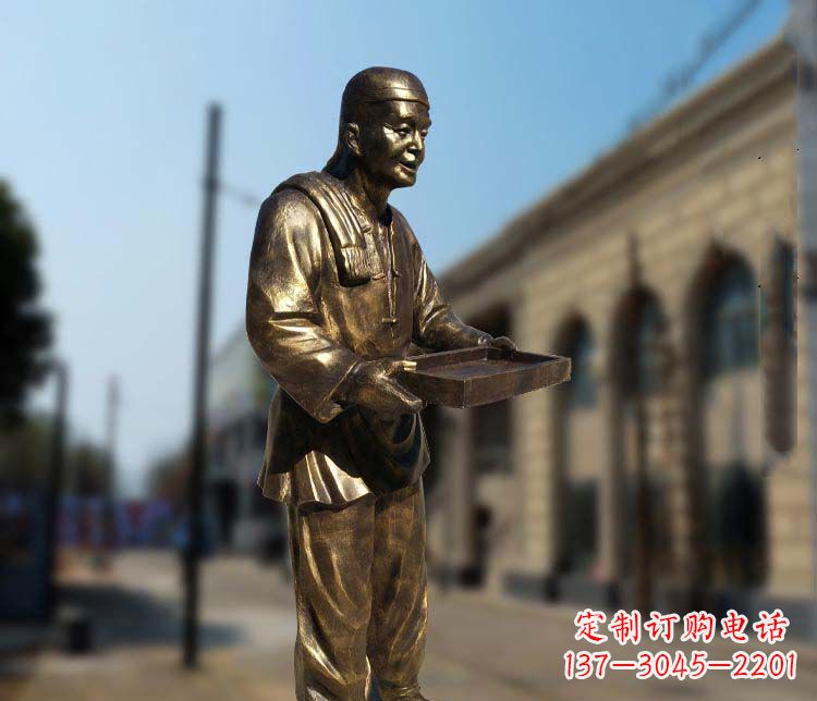 湖南店小二人物铜雕1