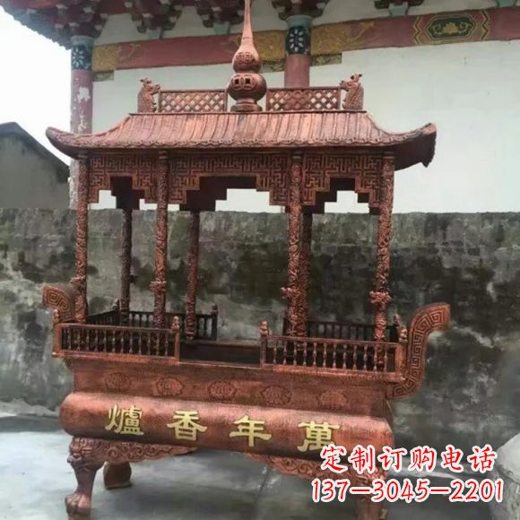 湖南雕刻蝙蝠铜香炉