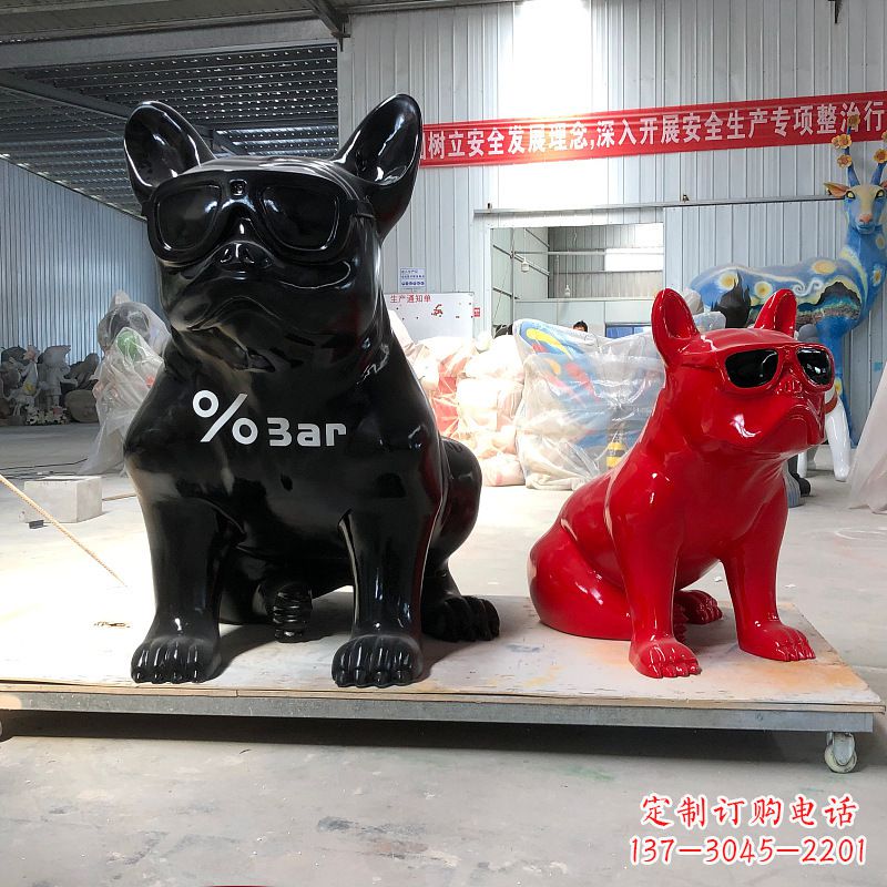 湖南斗牛犬雕塑不锈钢公仔景观雕塑摆件