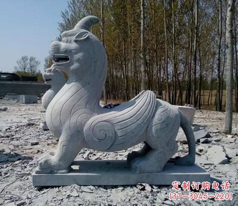 湖南独角兽雕塑,神兽石雕带你穿越回古老神话中
