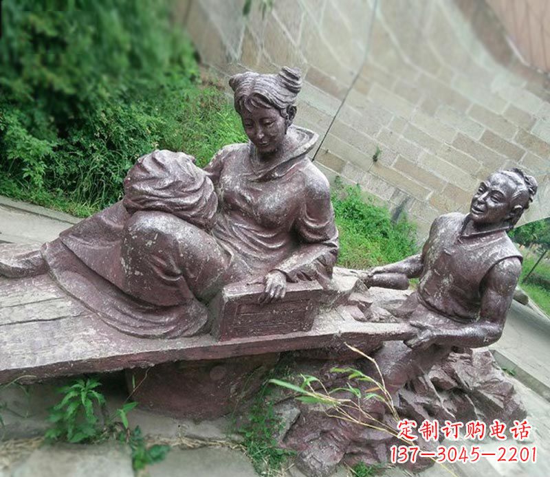 湖南传统风格高雅的独轮车铜雕