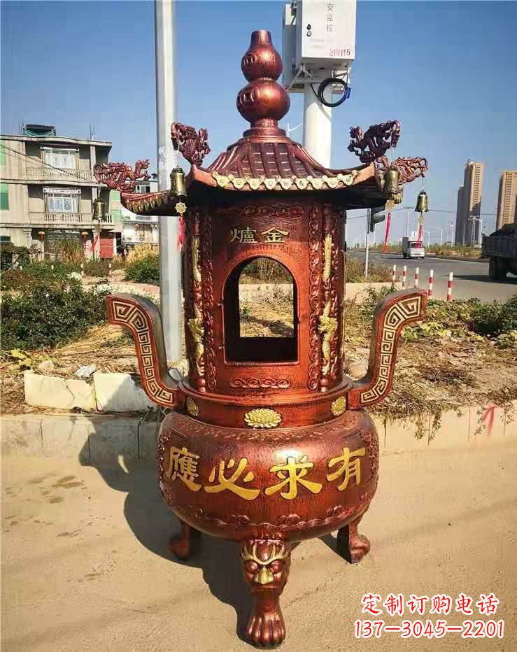 湖南杜浦精制铜香炉雕塑