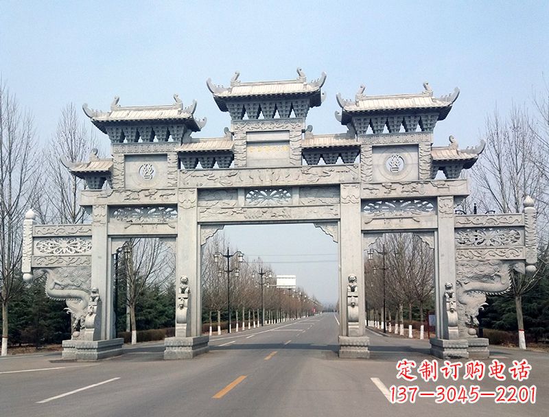 湖南锻铜雕塑 雕塑石雕牌坊