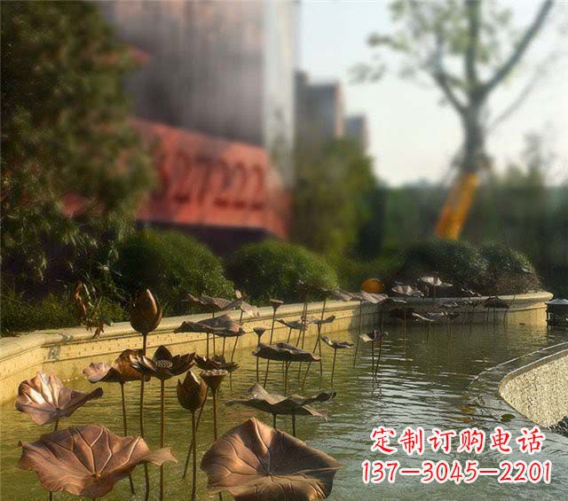 湖南荷叶风情传承——锻铜荷花荷叶小区景观雕塑