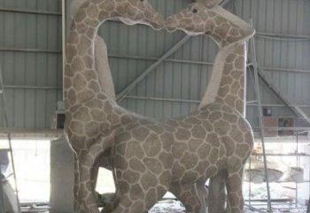 湖南大理石艺术精美长颈鹿雕塑