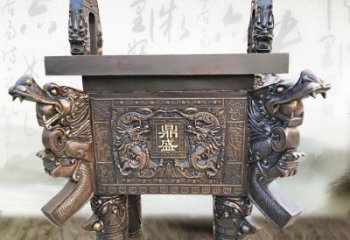 湖南典雅双龙四龙铜鼎雕塑