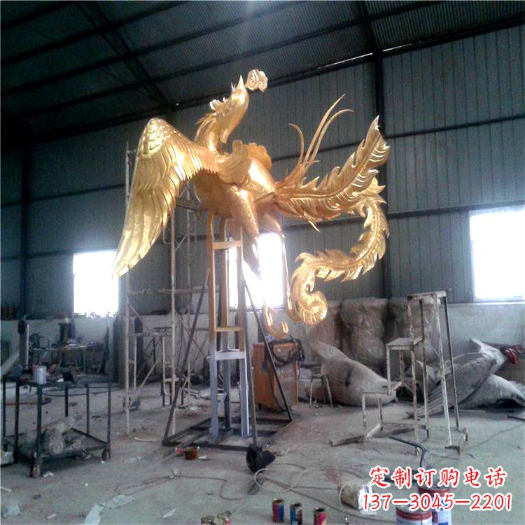 湖南锻铜精美凤凰雕塑