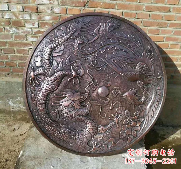 湖南传统工艺锻铜龙凤雕塑