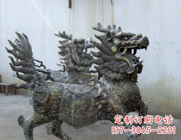 湖南精致手工铜麒麟雕塑