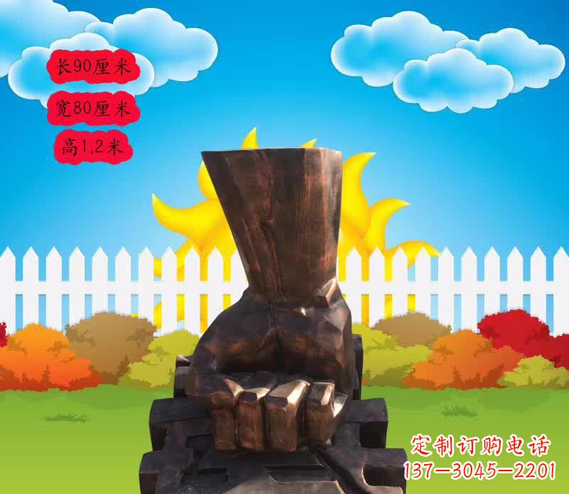 湖南法治拳头铜雕