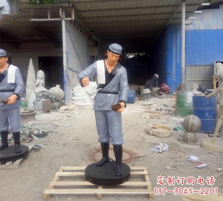 湖南铝合金仿真店小二雕塑