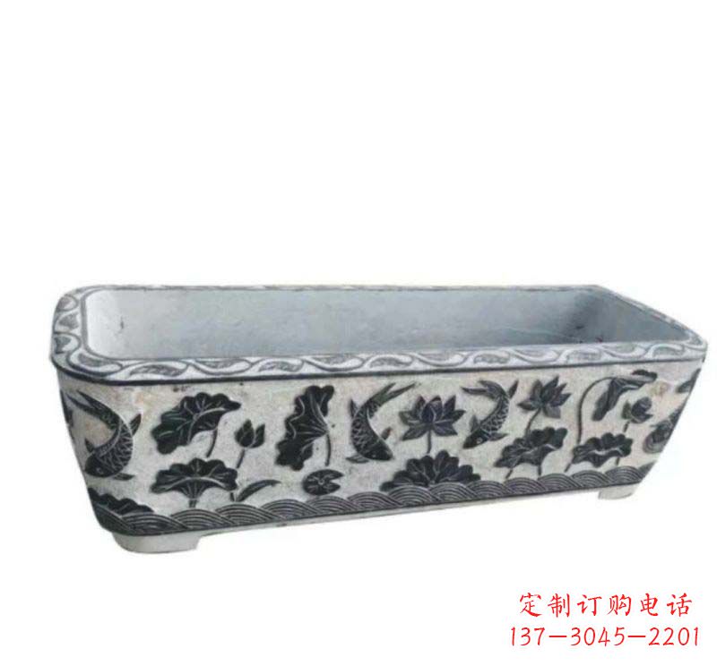 湖南方形水缸石雕