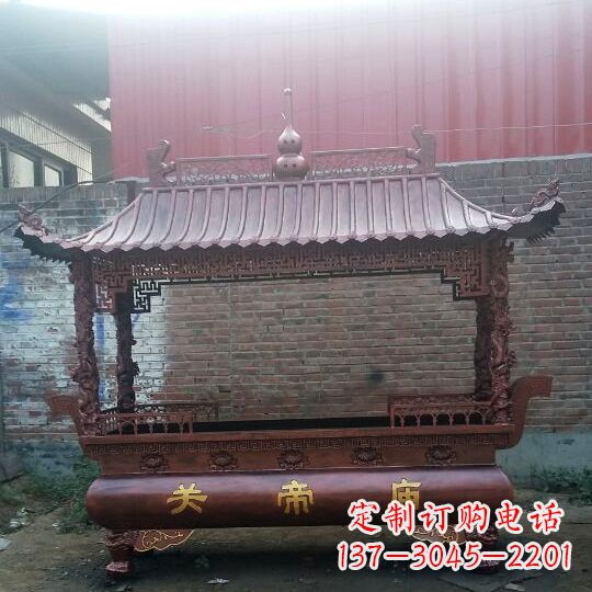 湖南方形香炉铜雕塑，精美香炉雕塑