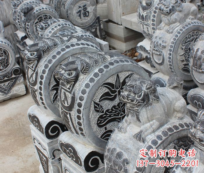 湖南仿古抱鼓石招财石门墩 (2)
