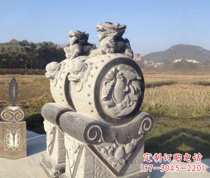 湖南仿古抱鼓石镇宅石门墩 (4)