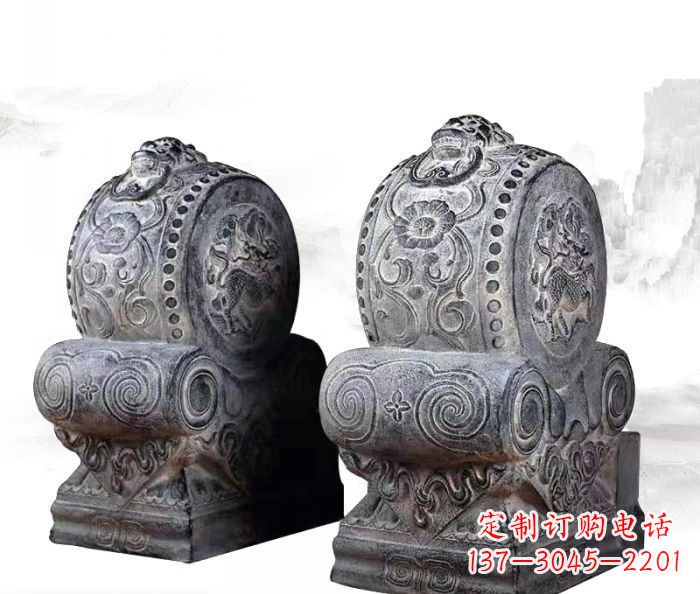 湖南仿古抱鼓石镇宅石门墩 (3)