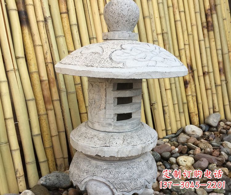 湖南仿古公园照明灯笼石雕