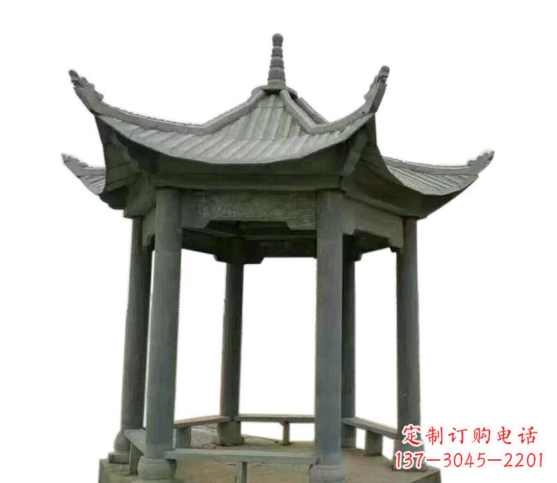 湖南仿古六角凉亭石雕 (2)