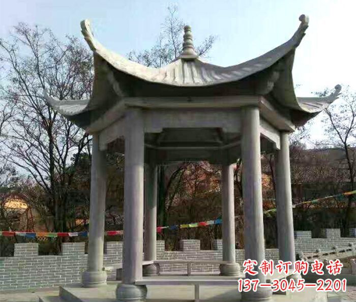 湖南仿古六角凉亭石雕 (4)