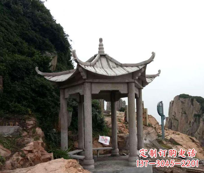 湖南仿古六角凉亭石雕 (7)