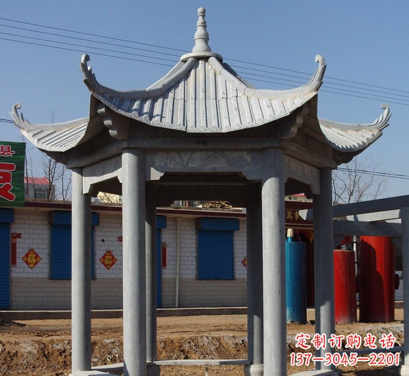 湖南仿古六角凉亭石雕 (6)