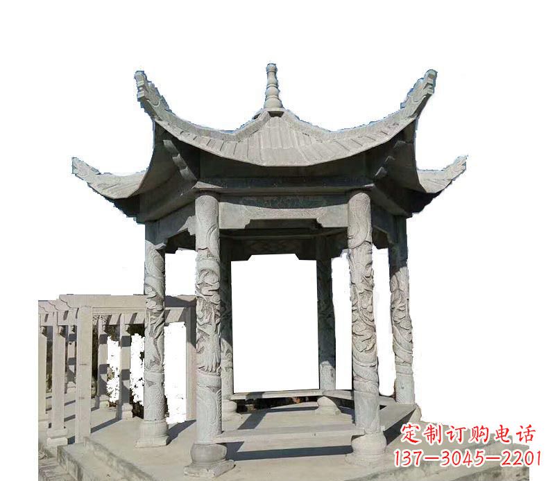 湖南仿古六角凉亭石雕 (10)