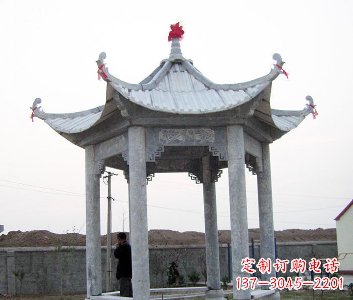 湖南仿古六角石雕凉亭