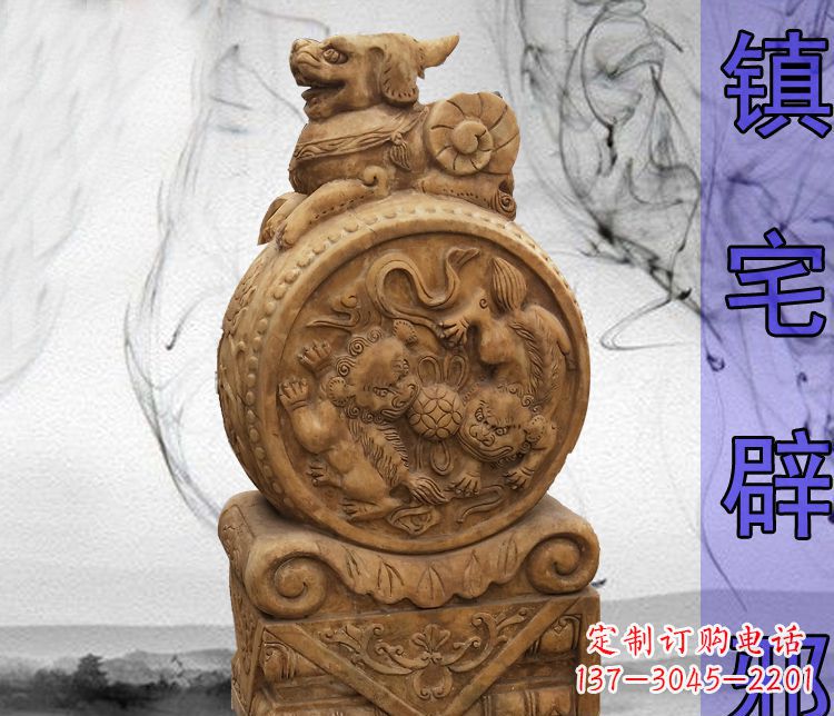 湖南仿古貔貅门墩镇宅辟邪石雕