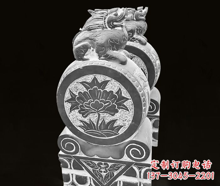 湖南仿古麒麟抱鼓石镇宅石门墩