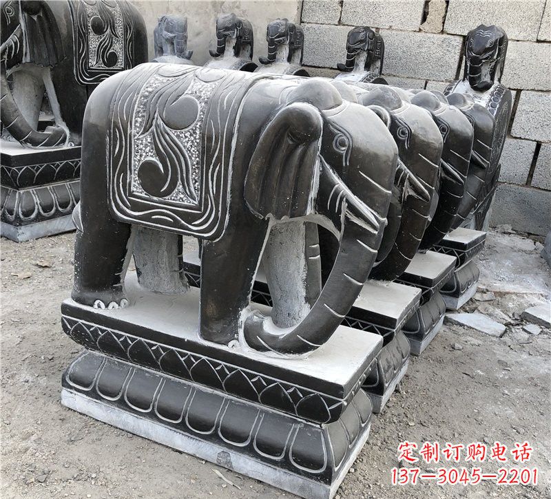 湖南仿古青石大象雕塑