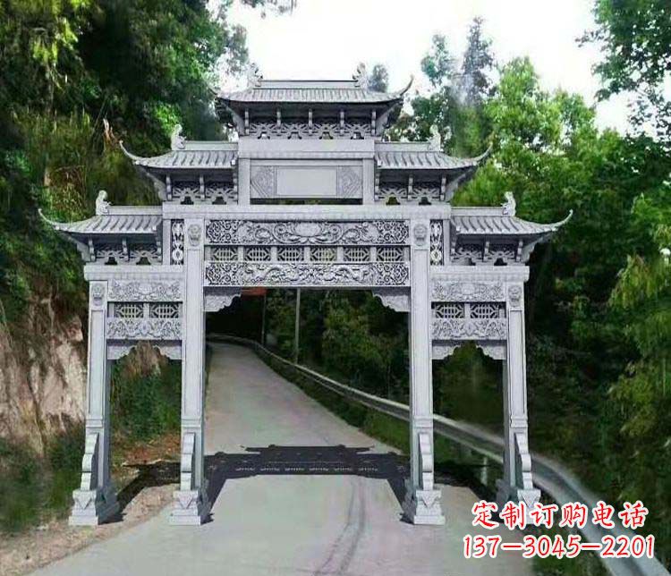 湖南仿古三门牌坊石雕