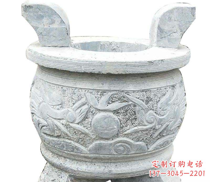 湖南精美仿古三足香炉石雕