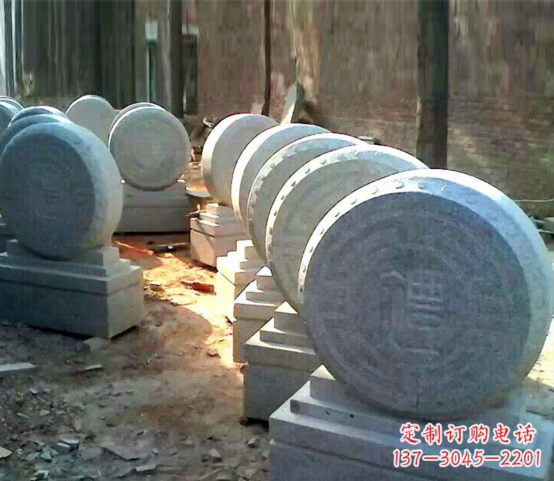 湖南仿古石门墩招财抱鼓石石雕 (2)