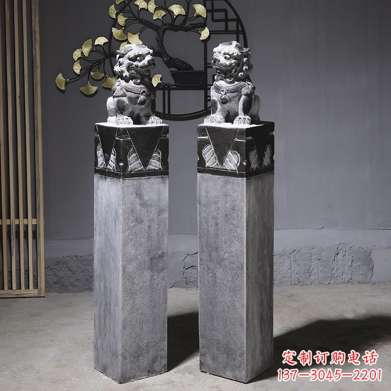湖南仿古石狮子拴马桩石雕