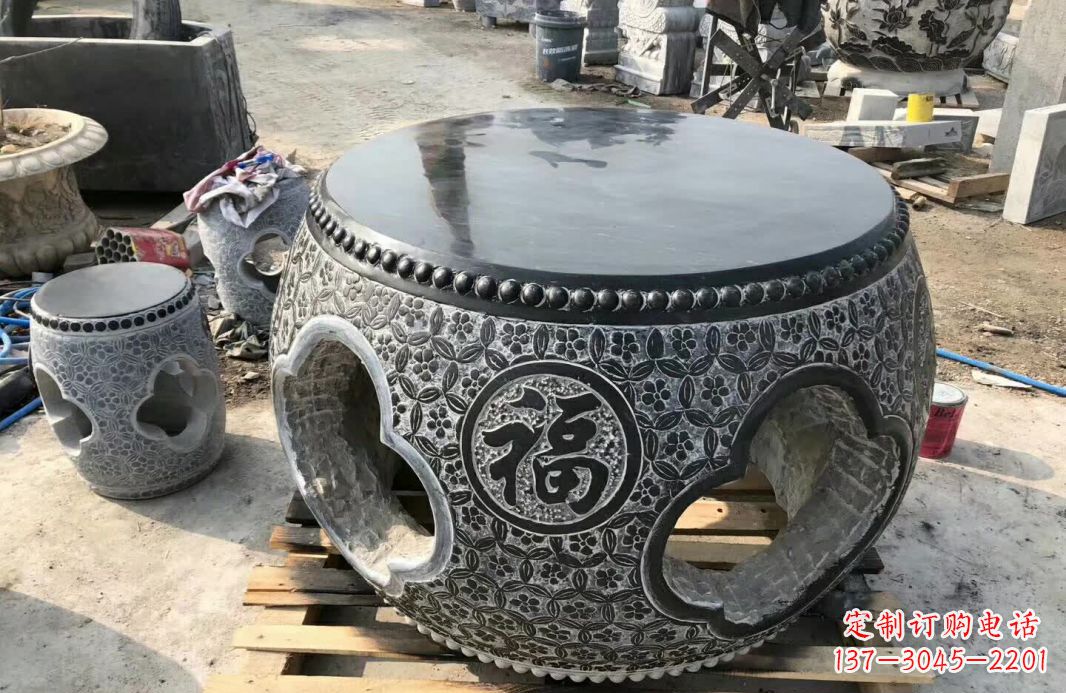 湖南中领雕塑 | 精美仿古石桌凳雕塑