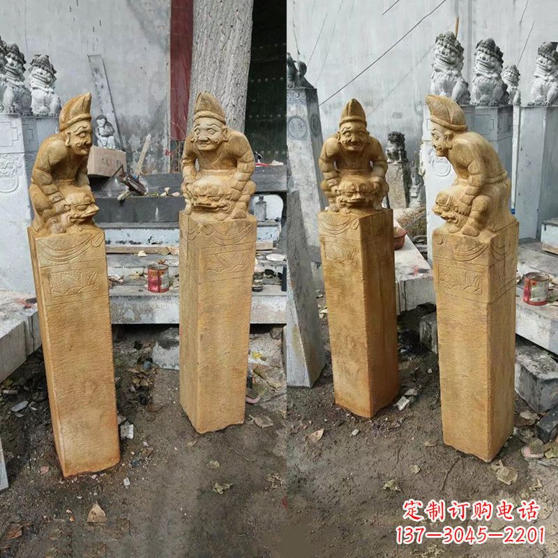 湖南经典仿古拴马桩雕塑