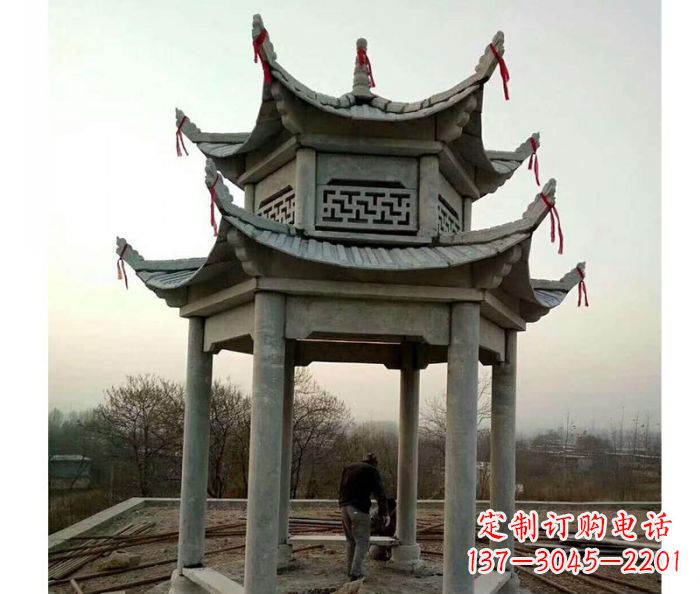 湖南仿古双层石雕凉亭 (4)