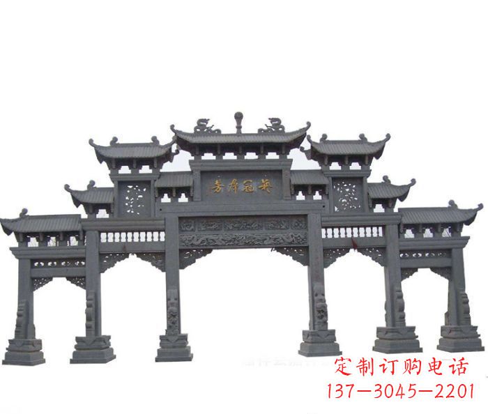 湖南仿古五门牌坊石雕