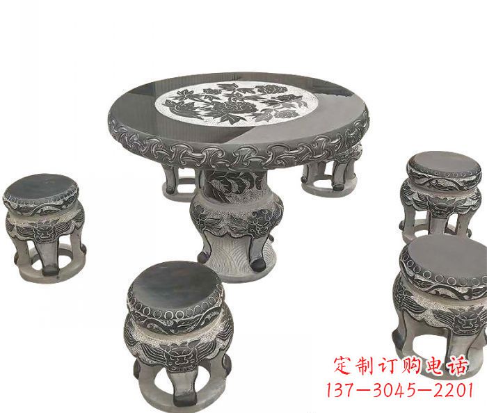 湖南仿古圆形石桌凳