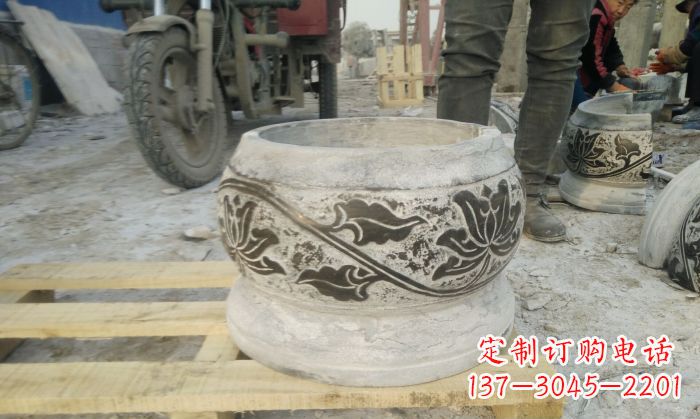 湖南仿古圆形水缸石雕 (4)