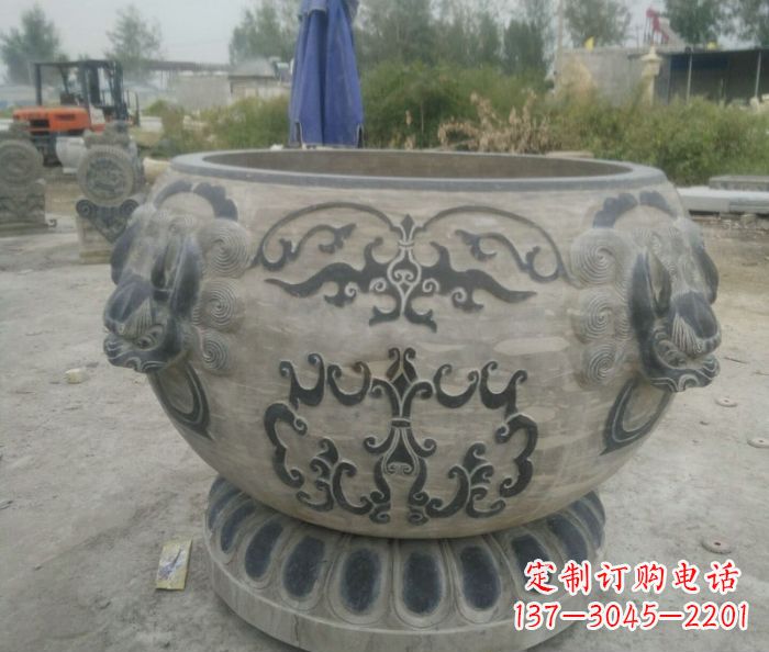 湖南仿古圆形水缸石雕 (3)